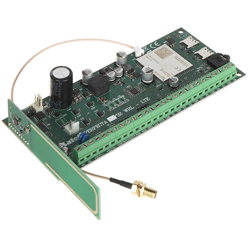Centrala alarma antiefractie wireless LTE Satel PERFECTA 32-WRL LTE, 2 partitii, 8-32 zone, 4-12 iesiri, 15 utilizatori