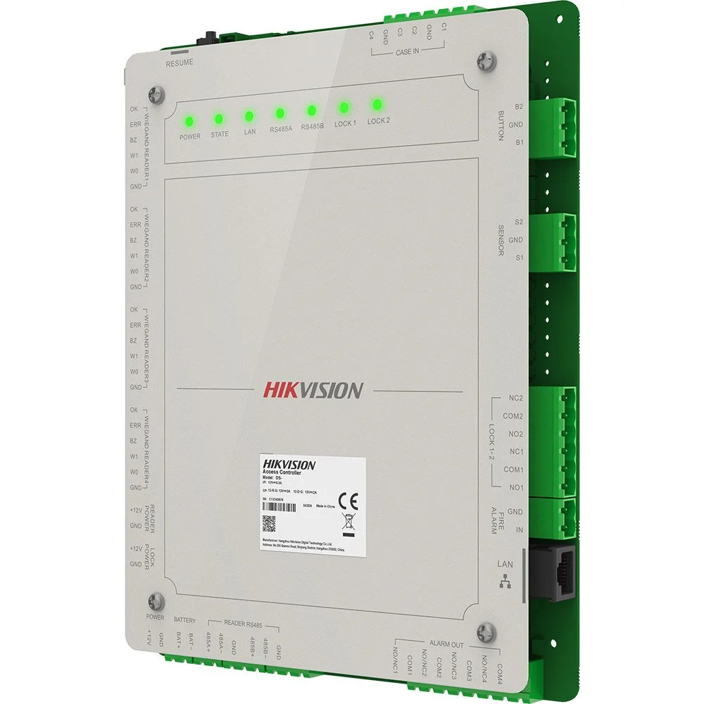 Centrala control acces IP Hikvision Pro DS-K2622X(P), 2 usi, OSDP/Wiegand, 10/100 Mbps, 100.000 utilizatori, tamper, configurare web