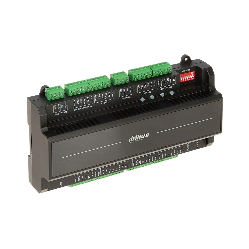 Centrala control acces pentru 2 usi bidirectionale Dahua ASC2202B-D, card/pin/amprenta, RS-485, suporta TCP/IP, tamper, PoE