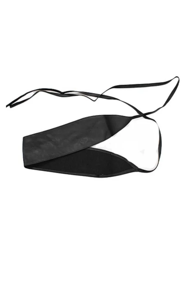 Centura corset Dotty neagra, lata, din piele ecologica, elastica cu snur