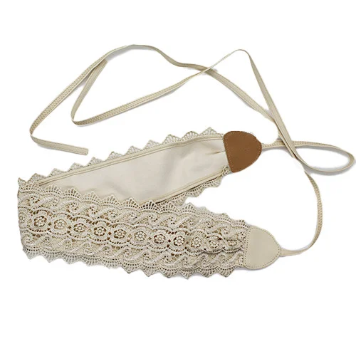 Centura corset Maya, in stil traditional cu dantela, crem