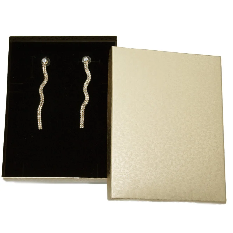 Cercei lungi ondulati cu pietre semipretioase, Teniz, in cutie cadou, Auriu