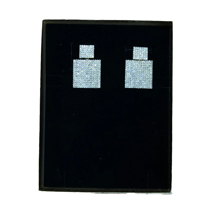 Cercei lungi Samirra, cu pietre semipretioase, in forma in forma patrata, argintiu, CS021