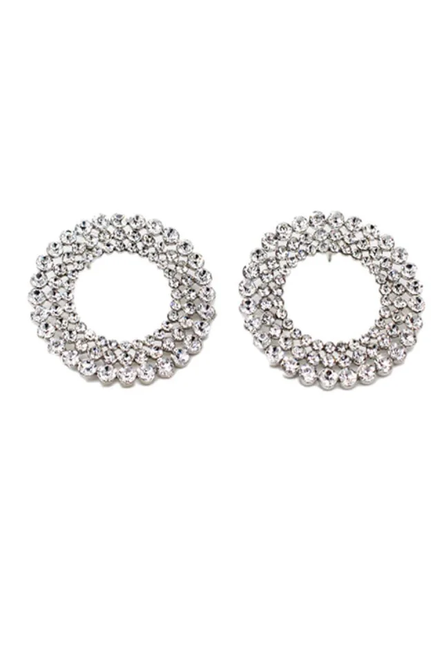 Cercei rotunzi Loly, cu pietre semipretioase, argintiu