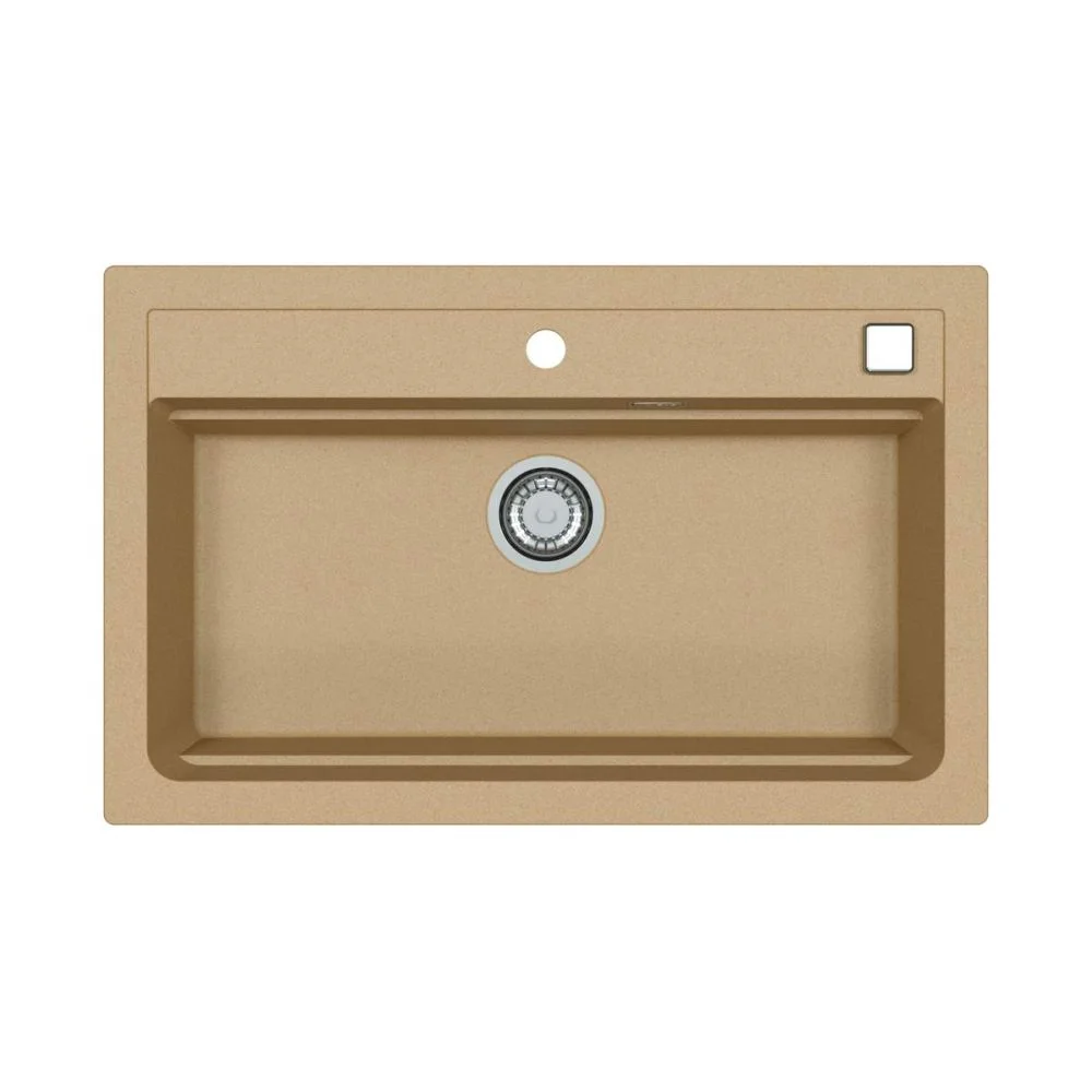 Chiuveta bucatarie bej mat, material compozit cu sifon pop-up inclus, Alveus Atrox 40