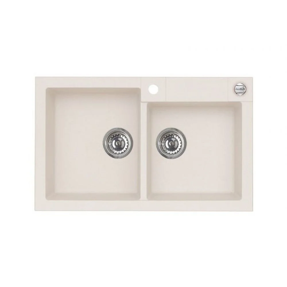 Chiuveta bucatarie compozit alb mat cu doua cuve Alveus rock 90