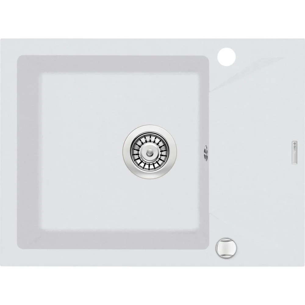Chiuveta bucatarie compozit cu picurator alb mat 59 cm Deante Evora
