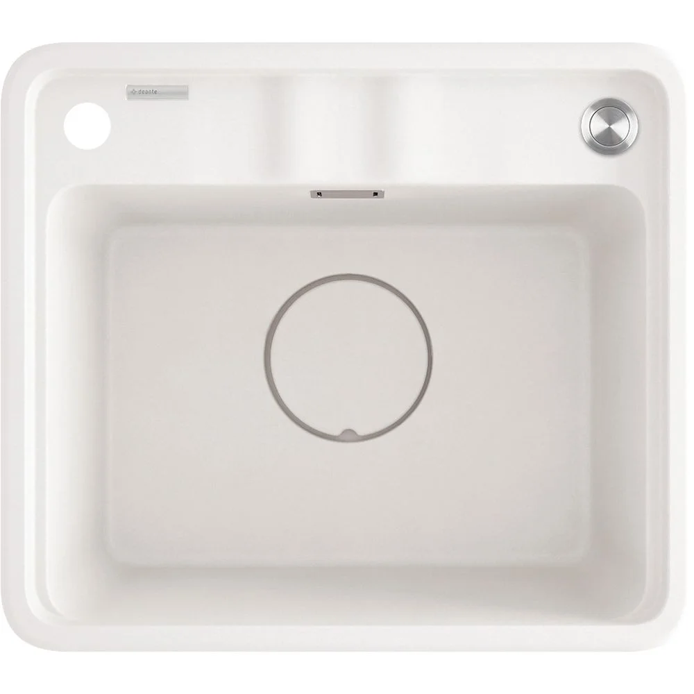 Chiuveta bucatarie compozit Deante Momi, cu orificiu baterie, alb mat