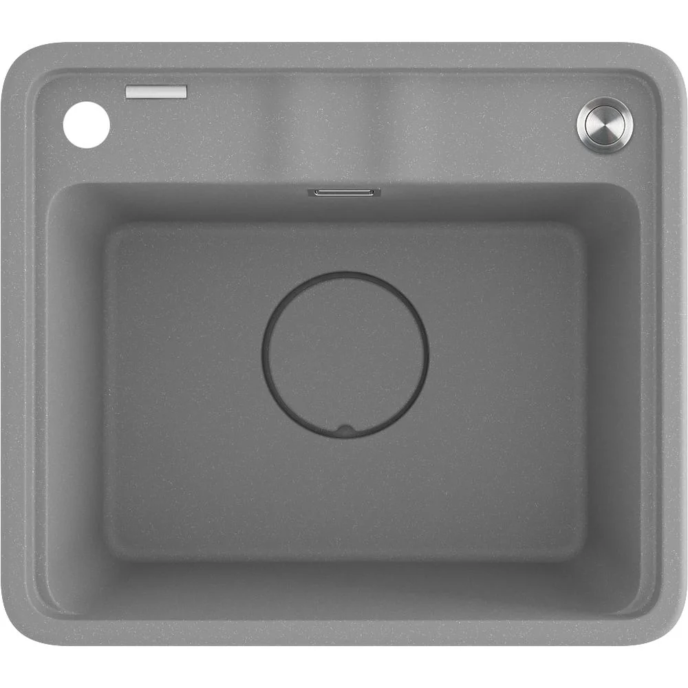 Chiuveta bucatarie compozit Deante Momi, cu orificiu baterie, gri metalic