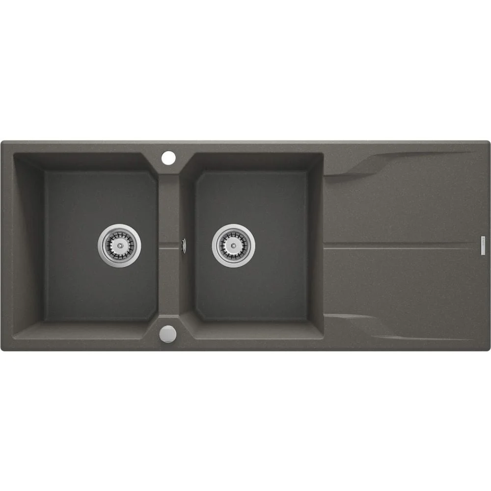 Chiuveta bucatarie compozit doua cuve cu picurator antracit metalic Deante Andante