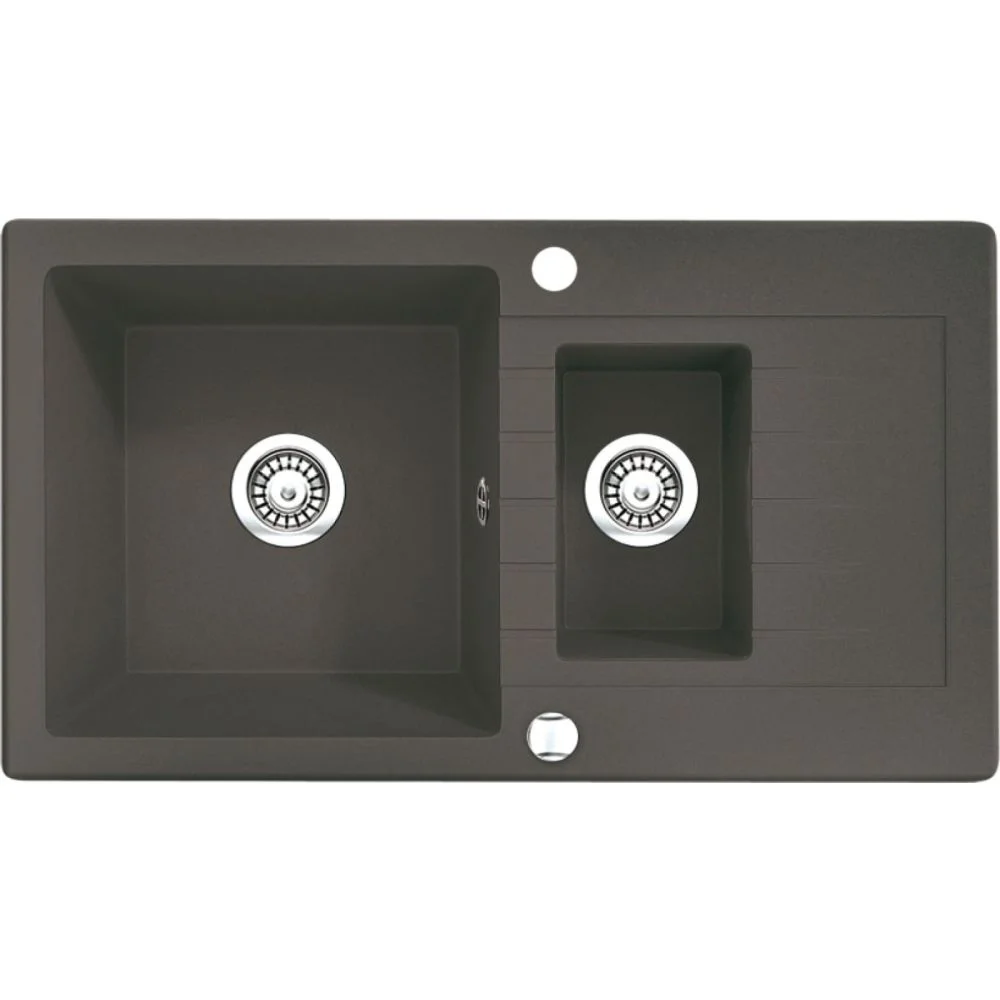Chiuveta bucatarie compozit doua cuve cu picurator antracit metalic Deante Zorba