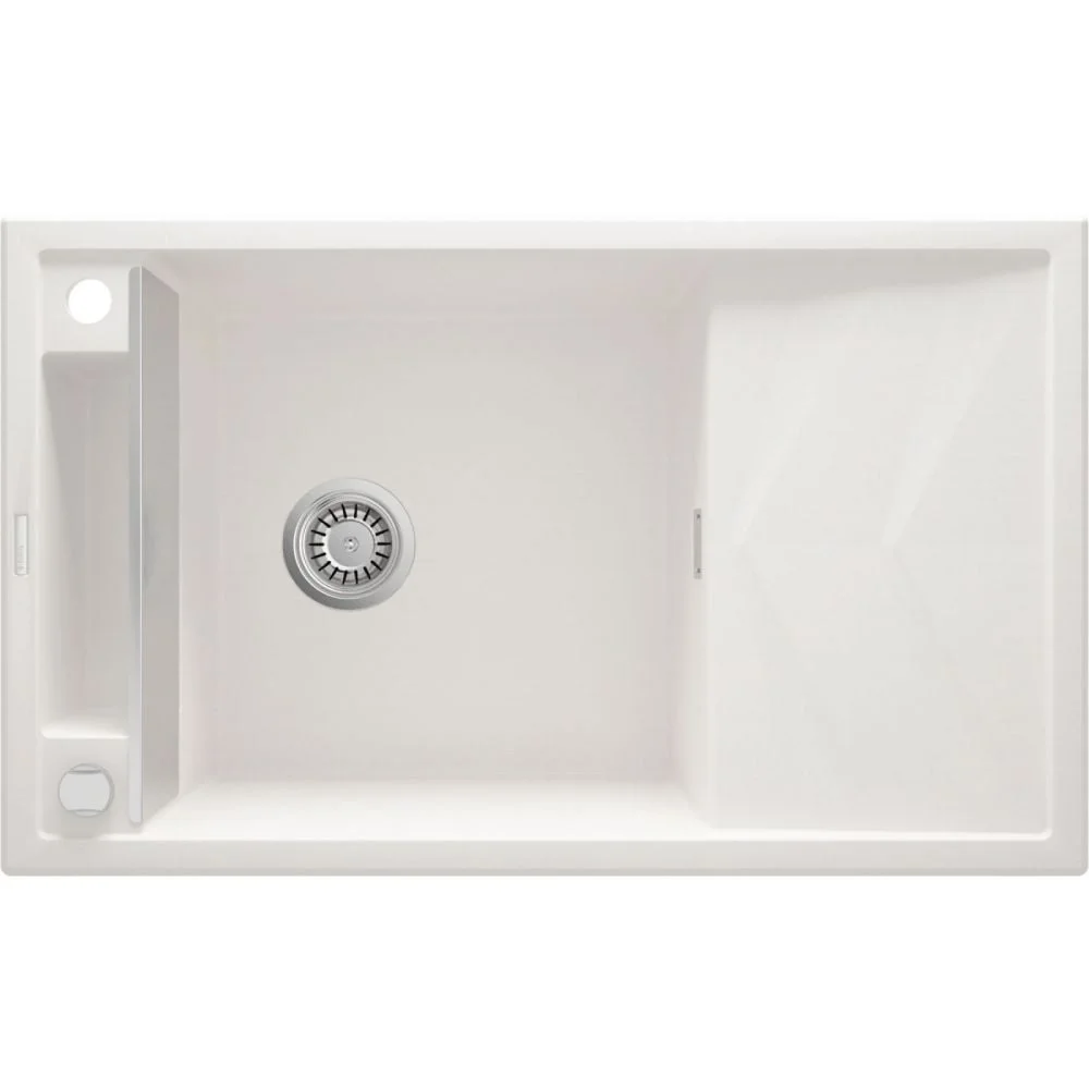 Chiuveta bucatarie compozit dreptunghiulara cu picurator alba Deante Magnetic