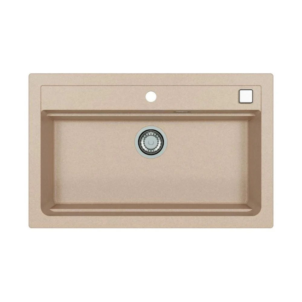 Chiuveta bucatarie crem mat, material compozit cu sifon pop-up inclus, Alveus Atrox 40