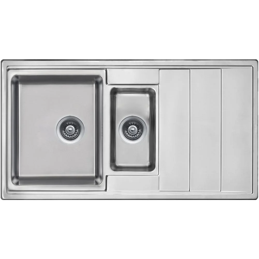 Chiuveta bucatarie doua cuve inox cu picurator crom Deante, Bolero