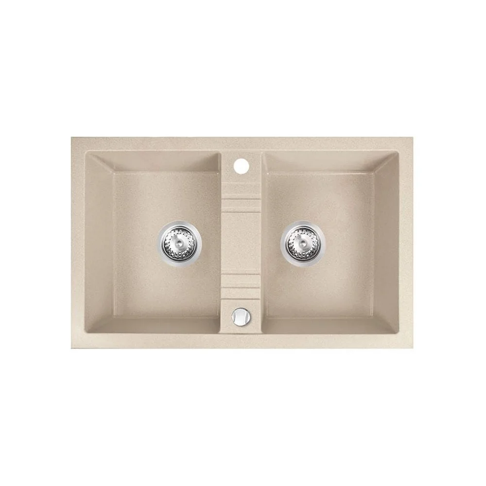 Chiuveta bucatarie dubla compozit bej mat Ferro Mezzo