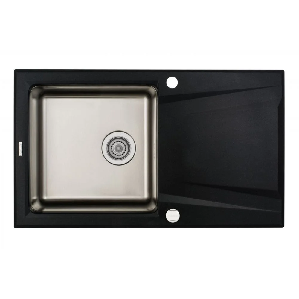 Chiuveta bucatarie hibrida din inox si compozit cu picurator grafit metalic Deante Prime T113