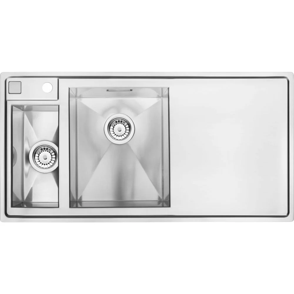 Chiuveta bucatarie inox cu doua cuve si picurator crom Deante Sinope