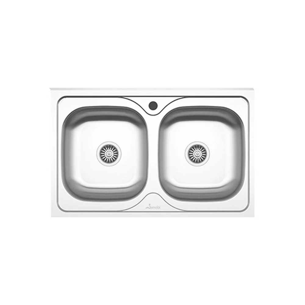 Chiuveta Sanobi, 2 Cuve universale, Inox lucios, pe masca, 80 x 50 cm