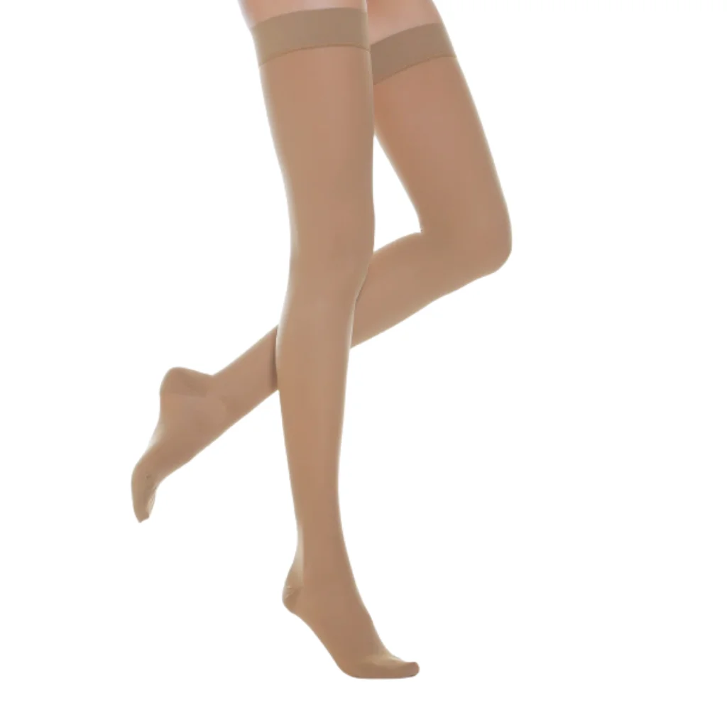 Ciorapi compresivi clasa I Rayat AG bej - pana la coapsa, varf inchis - Negru, 7