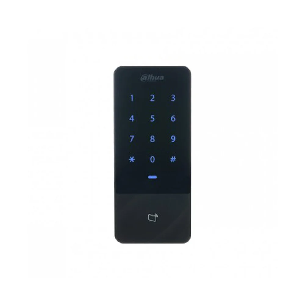 Cititor control acces exterior standalone Dahua ASI1201E-V1, card IC si parola, 13.56 MHz, 30.000 utilizatori, tastatura touch, RS-485/Wiegand, montaj aplicat