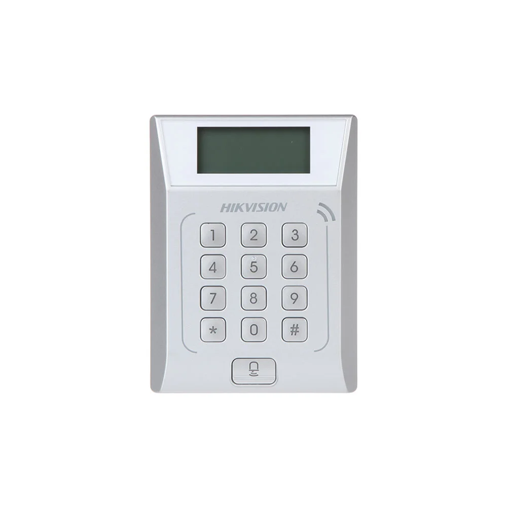 Cititor de proximitate cu tastatura IP Hikvision DS-K1T802E, PIN/card, EM, 3.000 carduri, 10.000 evenimente