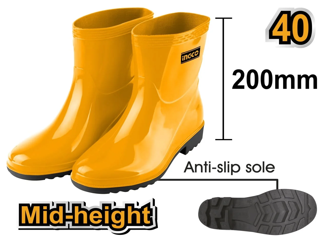 Cizme Cauciuc Galbene Scurte 40 INGCO SSH102L.40