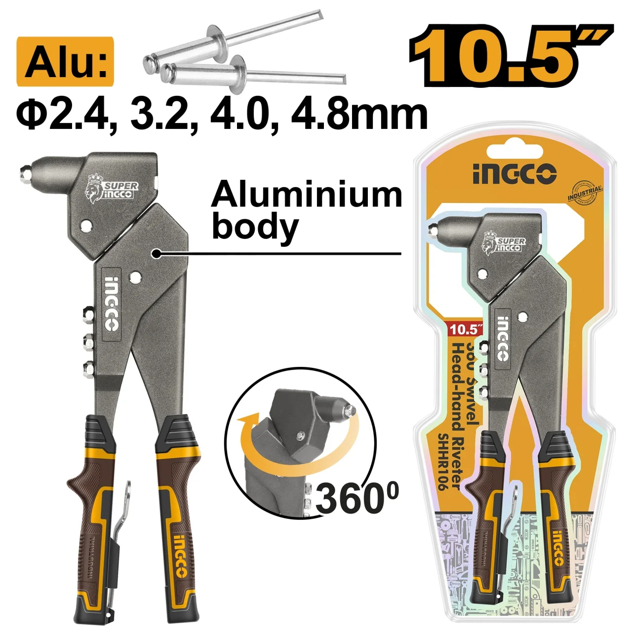 Cleste Popnituri 10.5 Cap Rotativ INGCO SHHR106