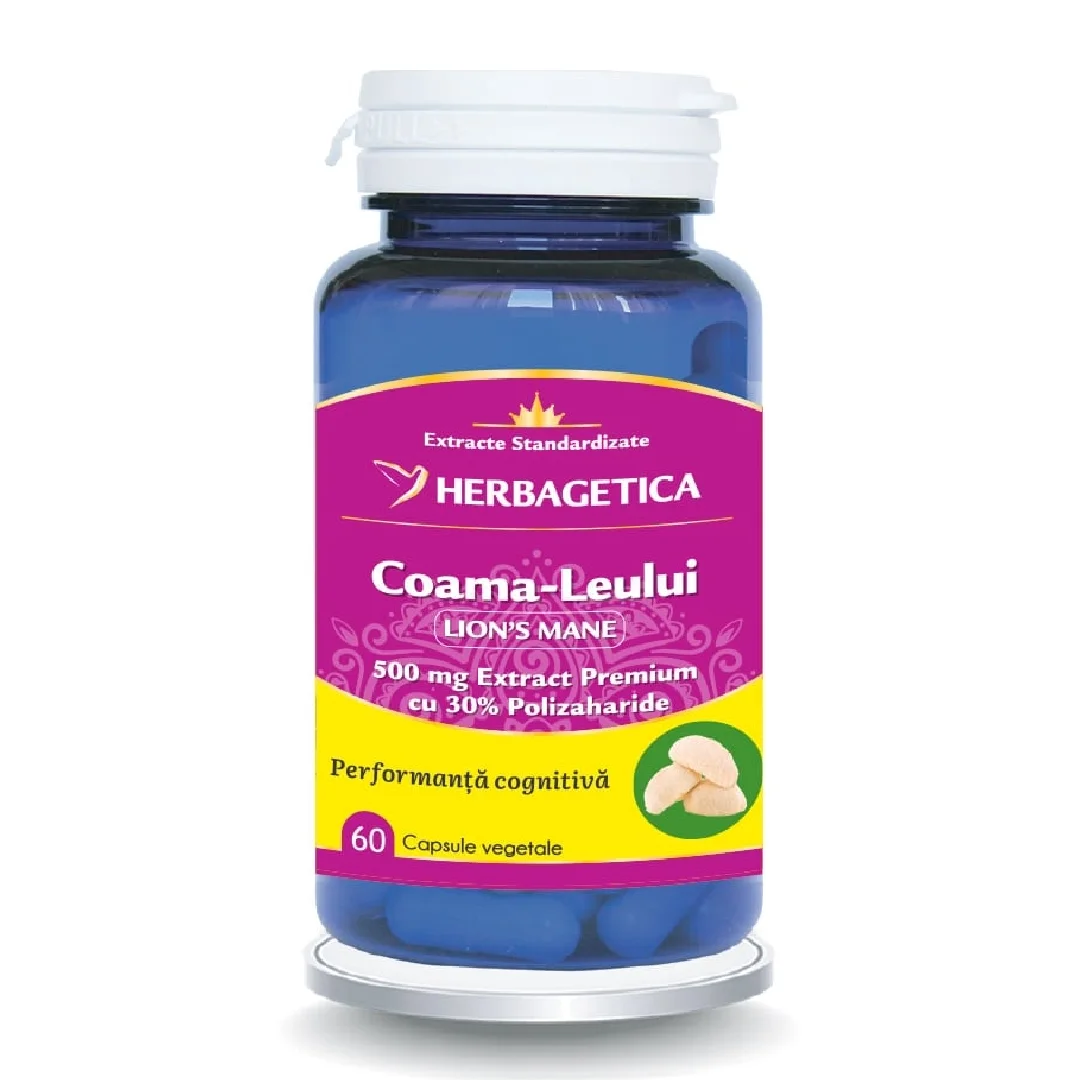 Coama Leului, 60 capsule vegetale, Herbagetica