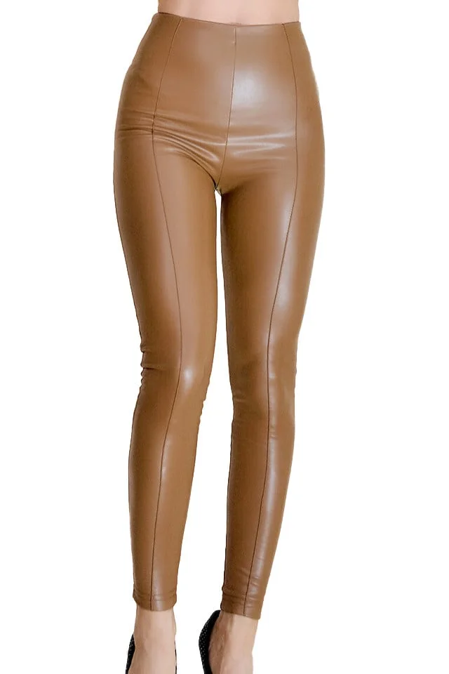 Colanti Augusta, din piele ecologica, vatuiti, cu dunga pe mijloc, Maro