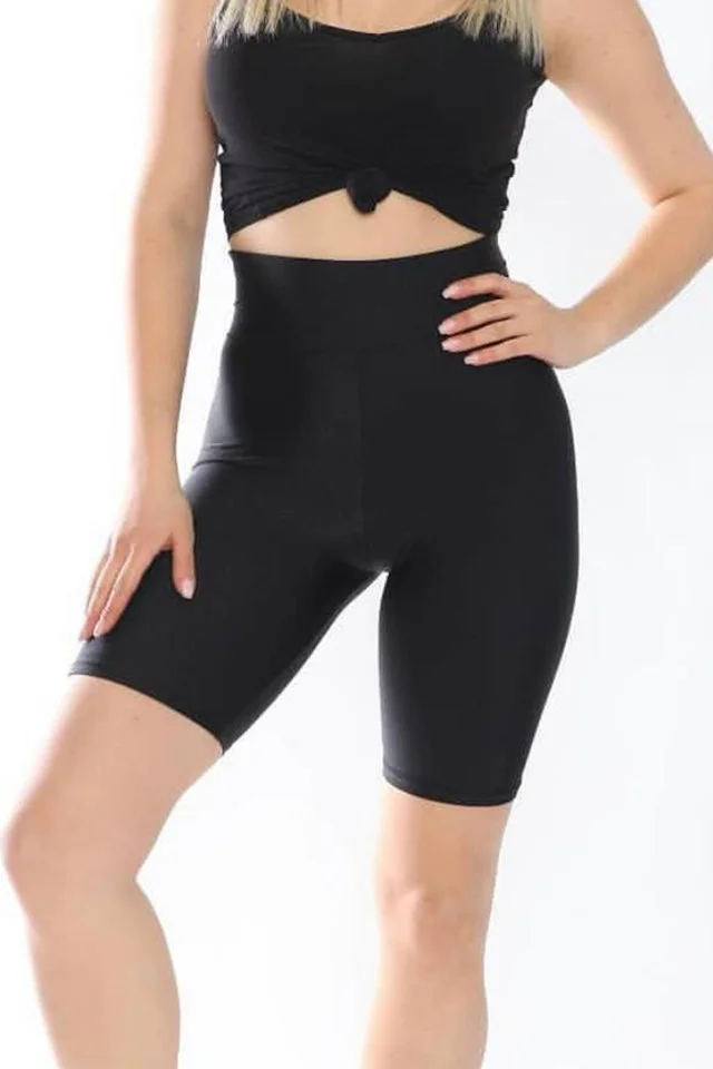 Colanti scurti fitness Lety cu aspect lucios negru