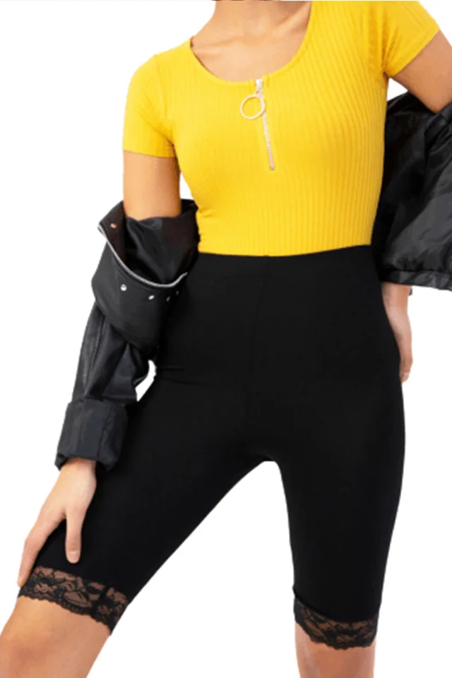 Colanti scurti luciosi cu dantela