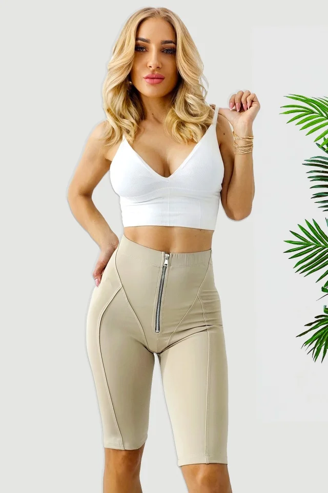 Colanti scurti Tenesy, cu nervuri si croiala modelatoare, Bej