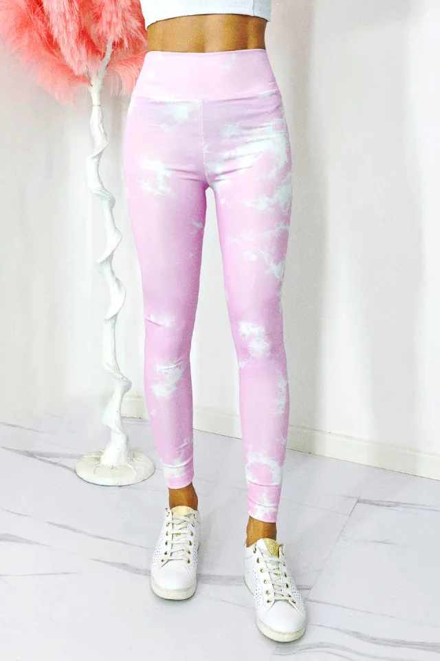 Colanti yoga MoZAIK, banda lata in talie cu efect modelator si push up, Roz