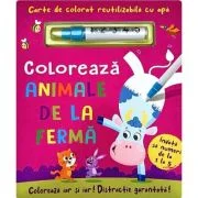 Coloreaza animale de la ferma. Carte reutilizabila cu apa