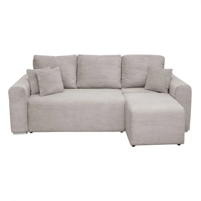 Coltar Canapea BEGA extensibil, cu arcuri si lada depozitare, colt interschimbabil, bej inchis, 240x153x80 cm