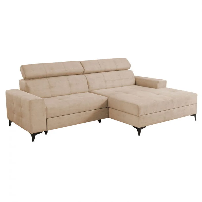 Coltar FLORIDA ONE extensibil, cu arcuri si lada depozitare, colt dreapta, bej, 280x175x95 cm