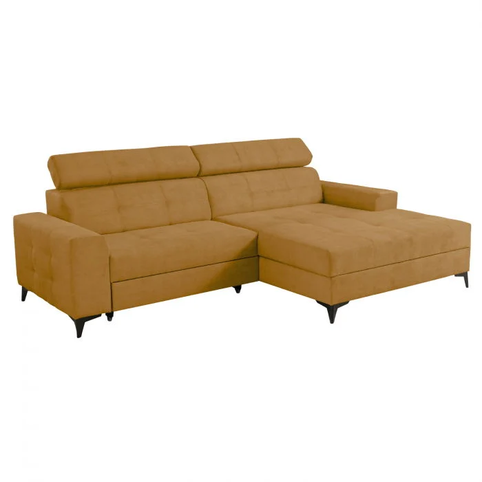 Coltar FLORIDA ONE extensibil, cu arcuri si lada depozitare, colt dreapta, mustar, 280x175x95 cm