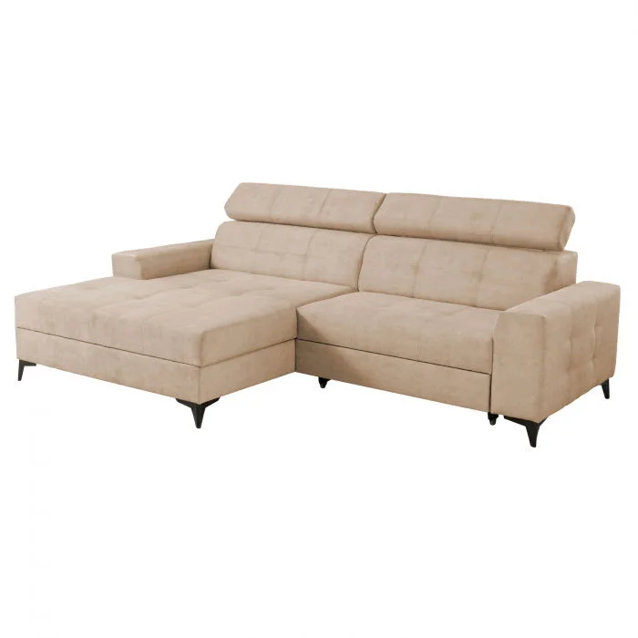 Coltar FLORIDA ONE extensibil, cu arcuri si lada depozitare, colt stanga, bej, 280x175x95 cm