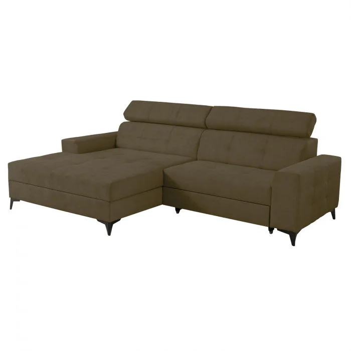 Coltar FLORIDA ONE extensibil, cu arcuri si lada depozitare, colt stanga, kaki, 280x175x95 cm