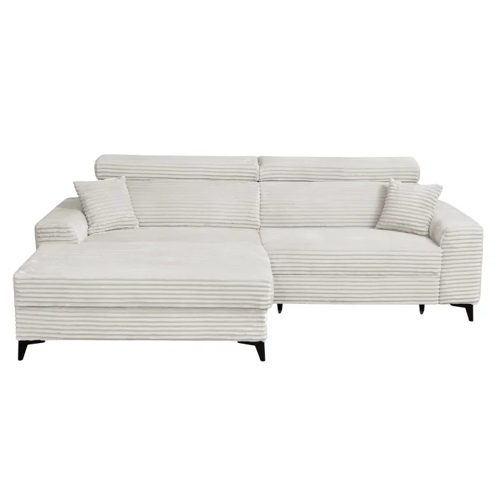 Coltar FLORIDA ONE L TILIA extensibil, cu arcuri si lada depozitare, colt stanga, bej, 280x175x95 cm