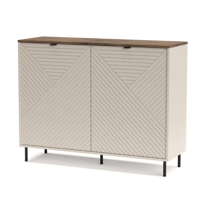 Comoda EVO, 2 usi, casmir + stejar castello, 123,4x40x95,4 cm