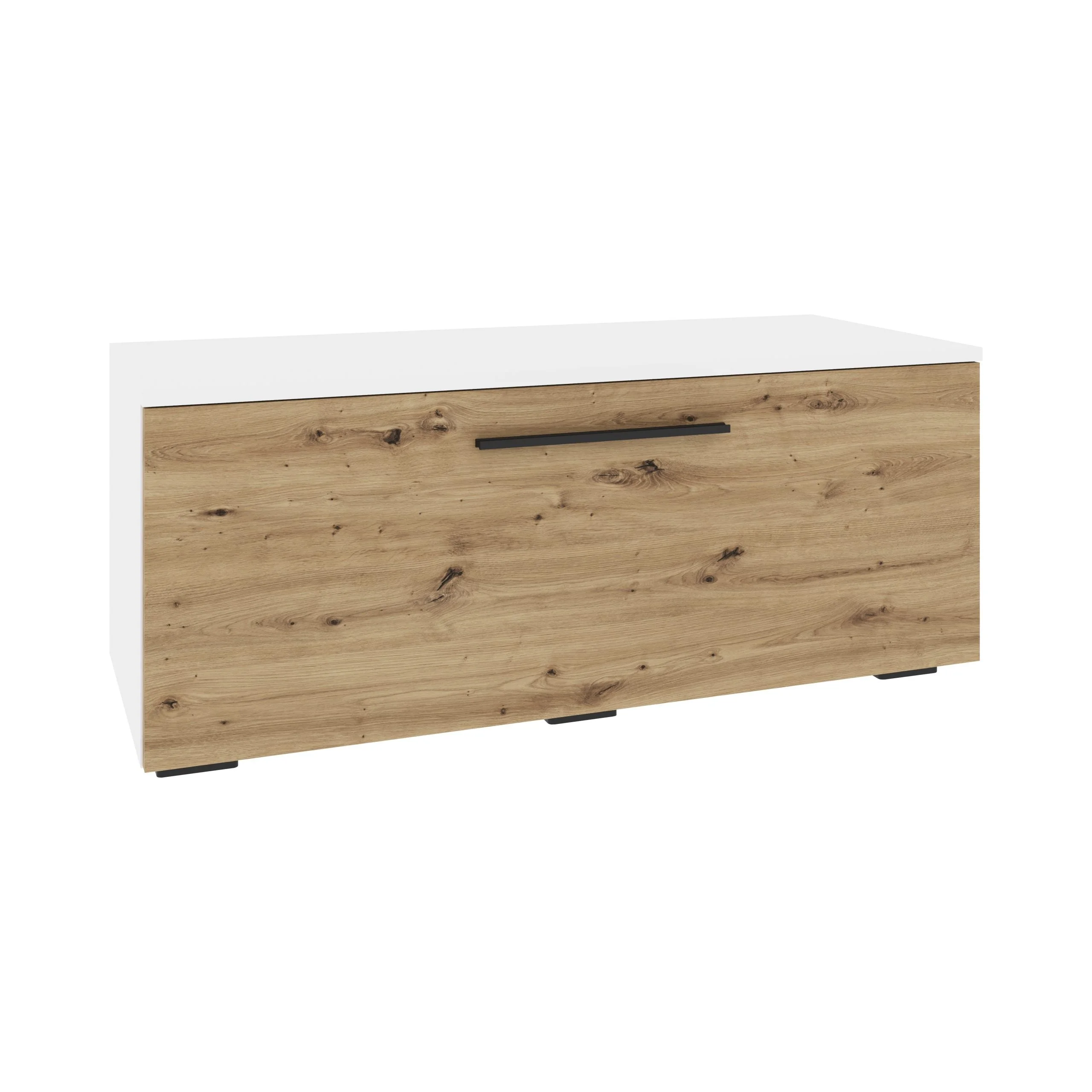 Comoda Kos, O Usa, Alb/Stejar Artisan, 95 x 40 x 39 cm