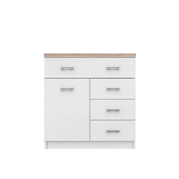 Comoda TOP MIX, 1 usa, 4 sertare, alb, 80x33x85 cm