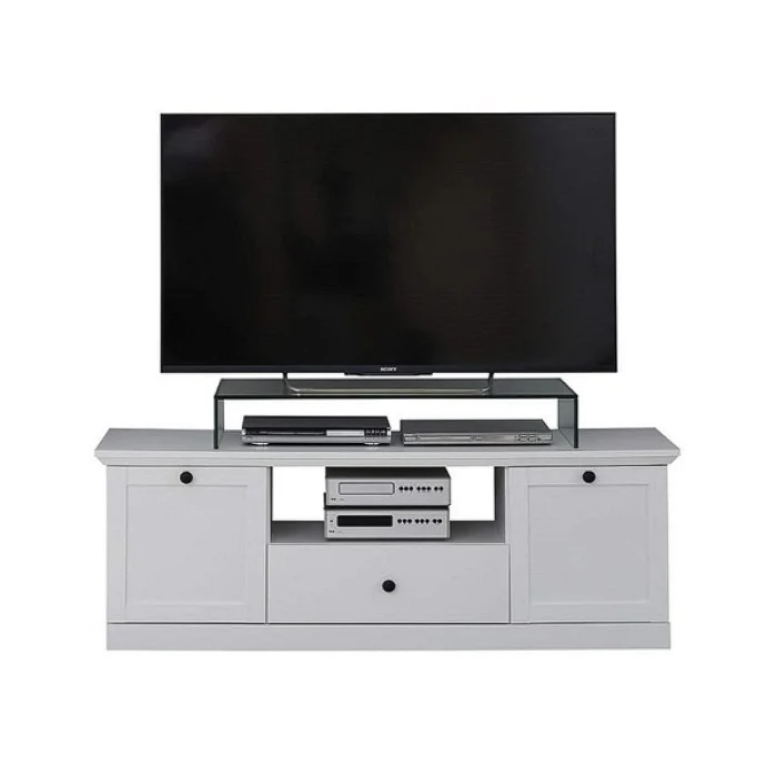 Comoda TV BRANDSON, 2 usi, 1 sertar, alb, 139x41x49 cm