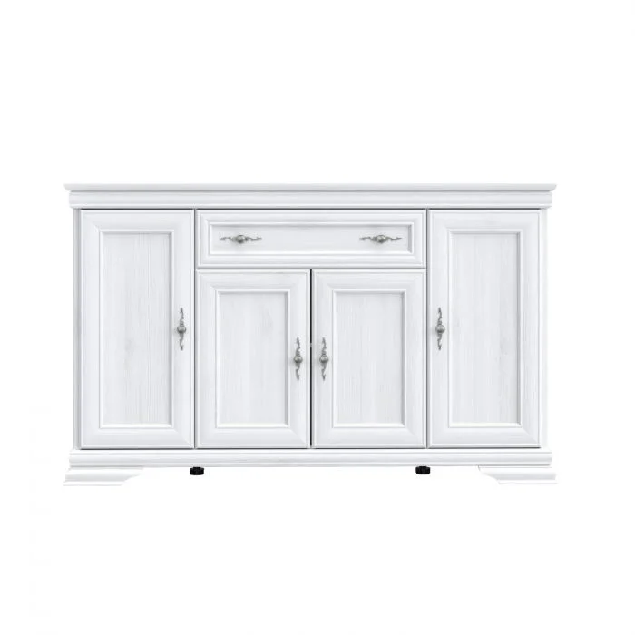 Comoda TV REKA, cu 4 usi si 1 sertar, alb, 157,7x42,7x95,9 cm