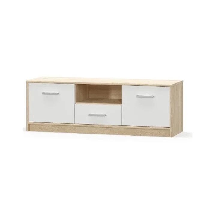 Comoda TV TIPS, 2 usi, 1 sertar, stejar sonoma + alb, 123,2x38,3x42,5 cm
