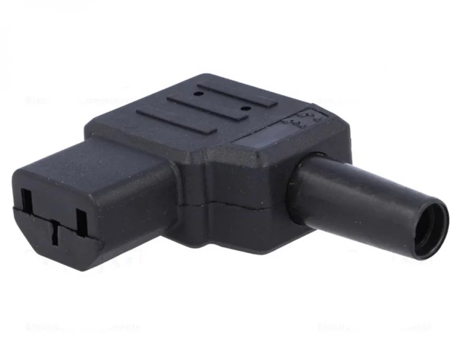 Conector de alimentare 250V/10A IEC C13 unghi, PC-114