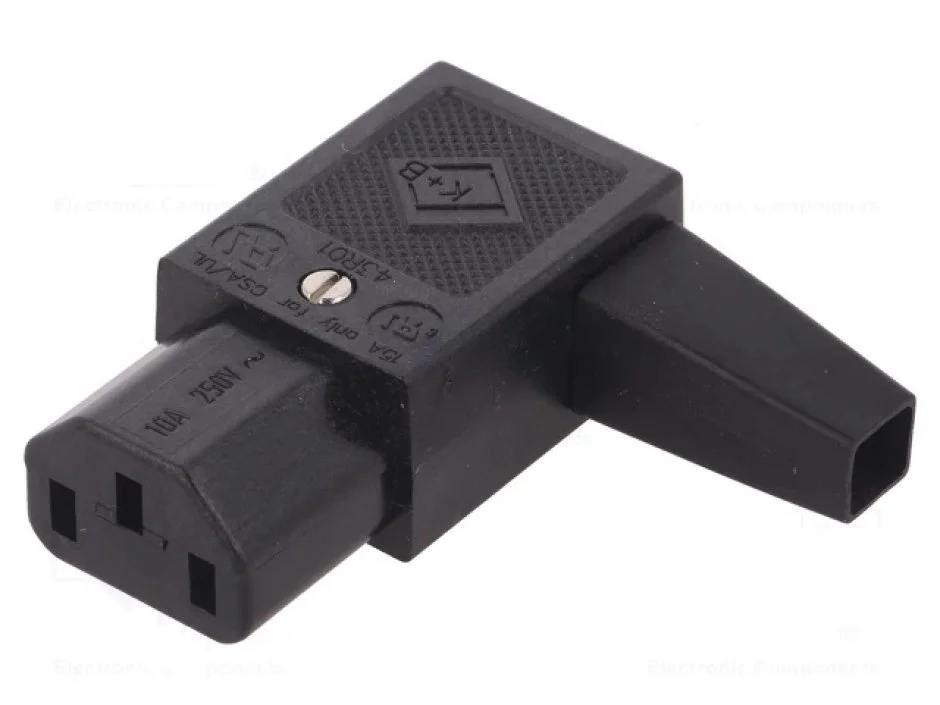 Conector de alimentare 250V/10A IEC C13 unghi stanga, PC-118