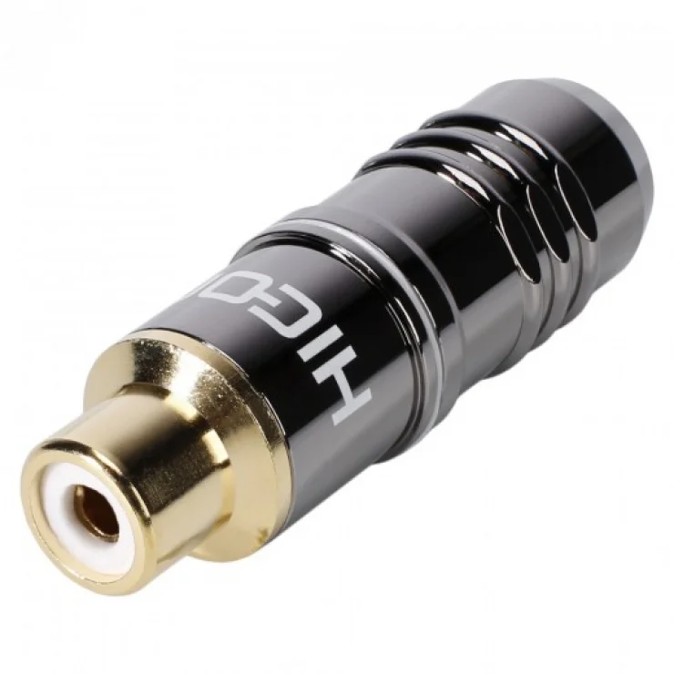 Conector de lipit metalic RCA mama, HICON HI-CF08-WHT