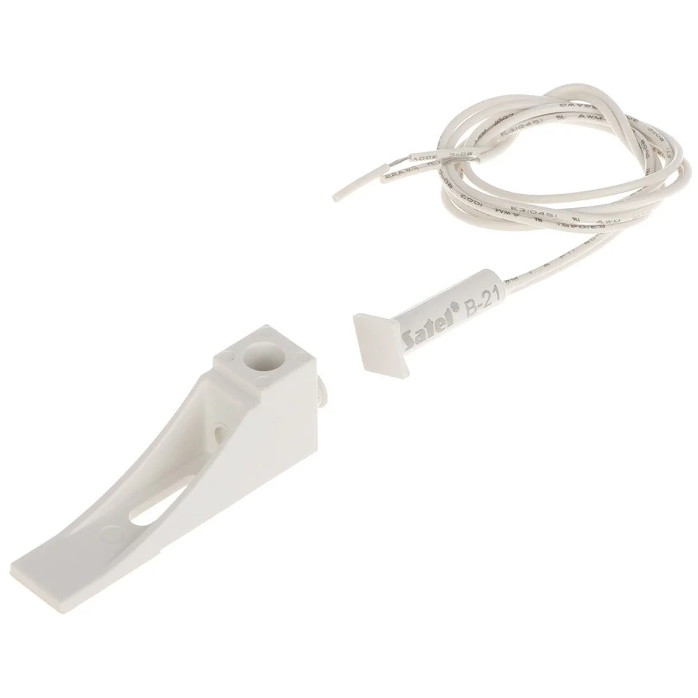 Contact magnetic cu suport Satel B-21, incastrat, NO, alb